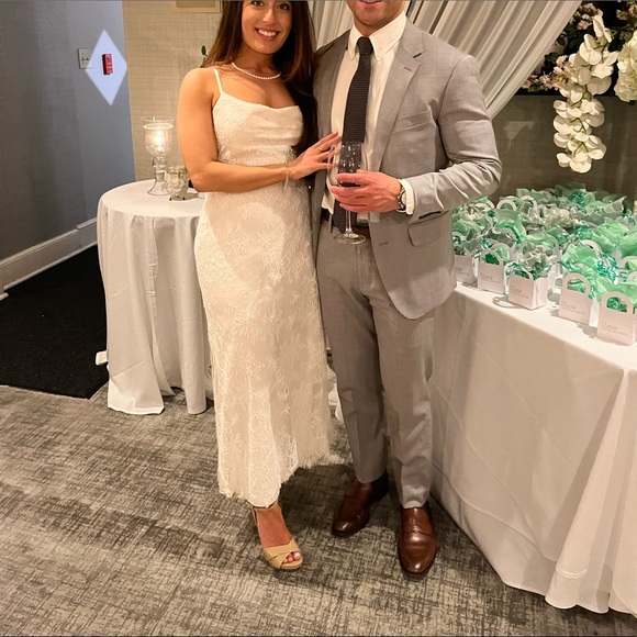 BHLDN Amsale white Connie Lace Slip dress - Picture 4 of 6